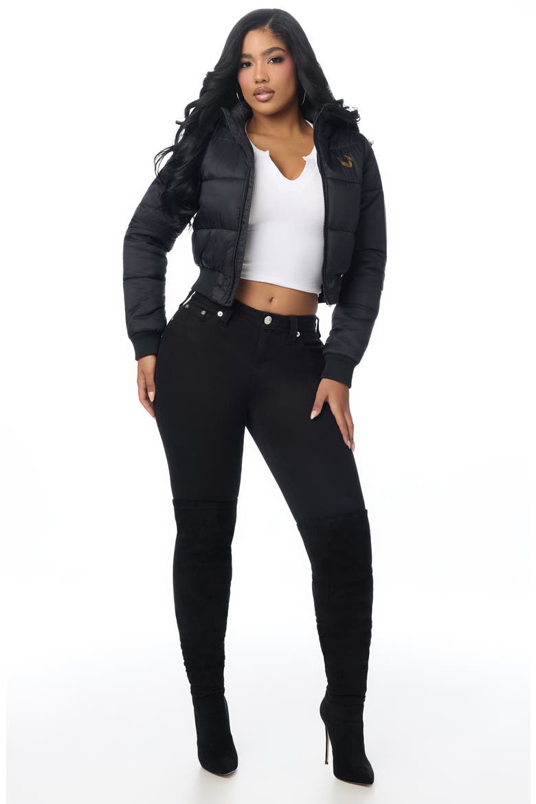 Hooded Cropped Puffer Jacket, Alternate, color, JET BLACK