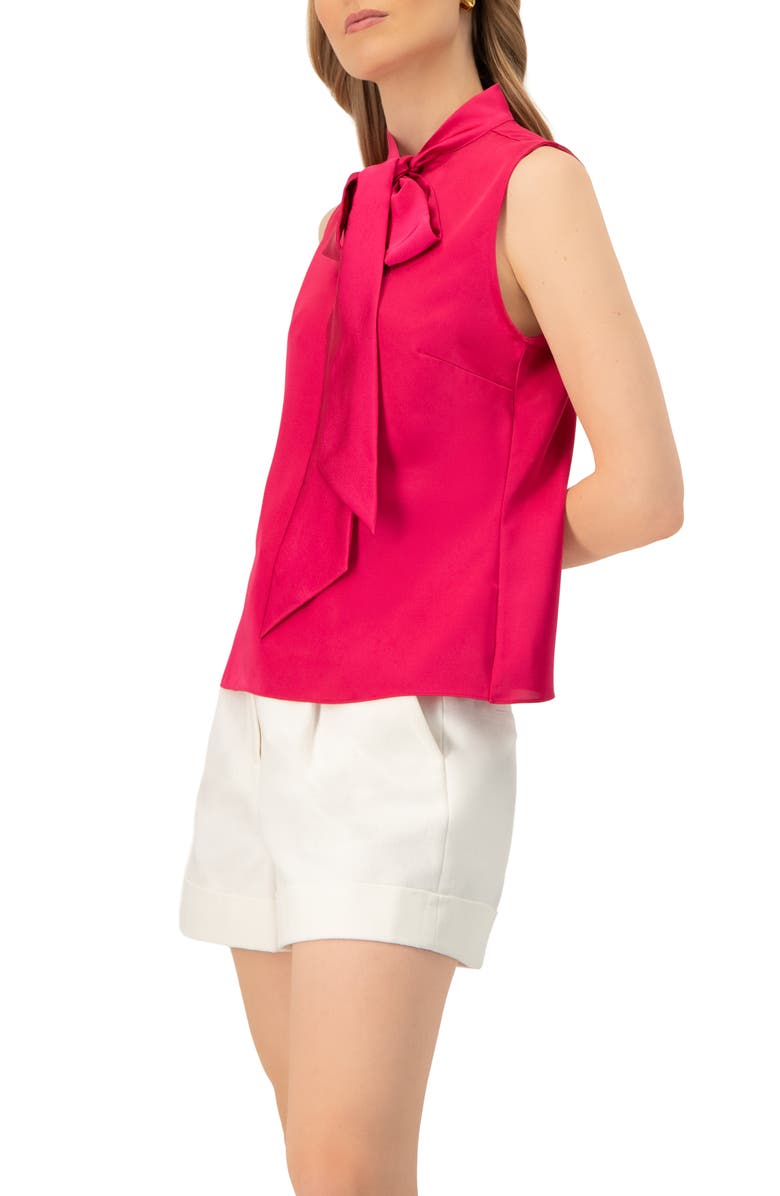 IVONNE Sleeveless Satin Blouse with Neck Tie, Alternate, color, Fuchsia