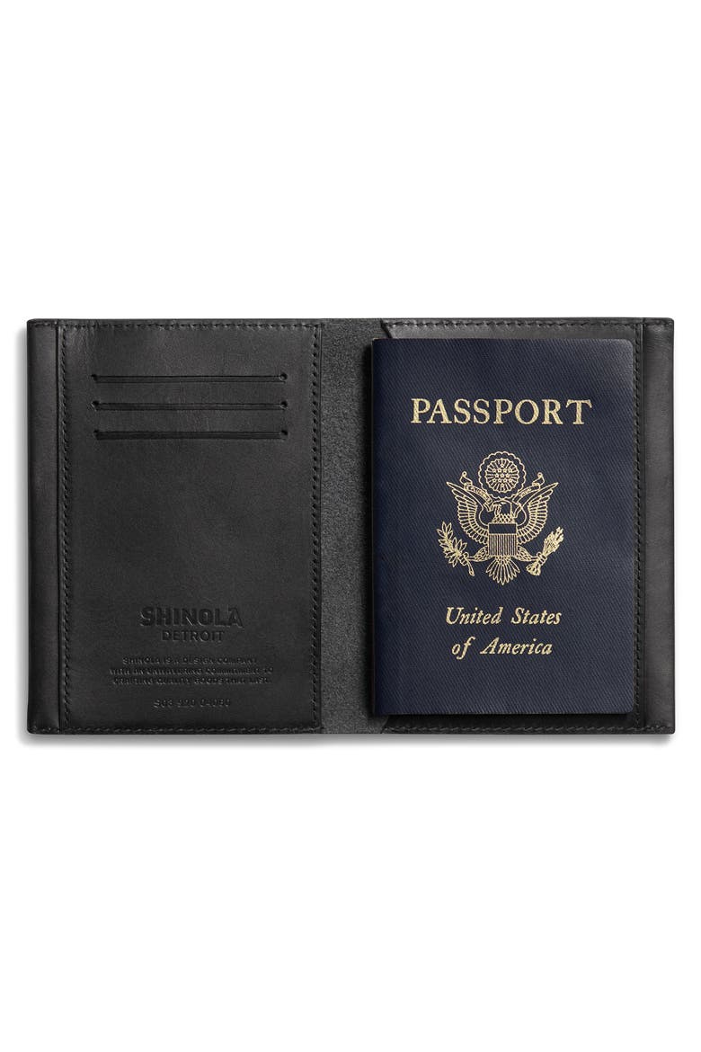 Leather Passport Holder, Alternate, color, BLACK