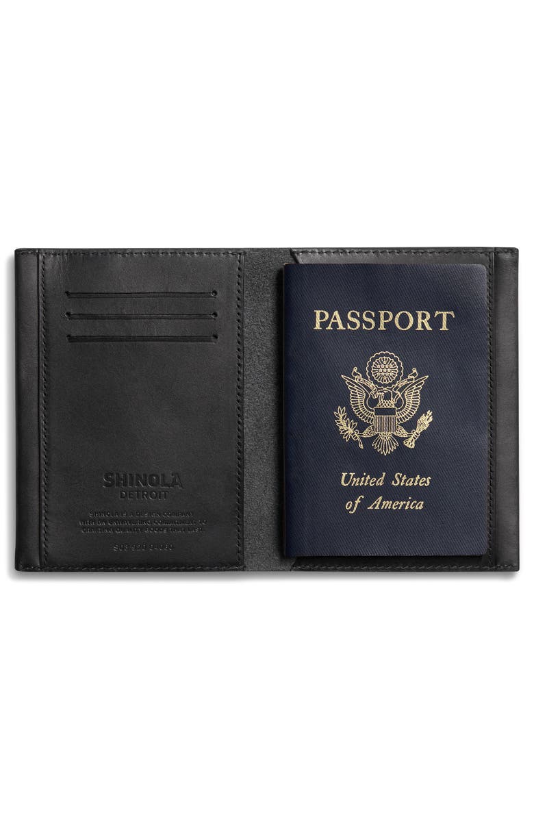 Shinola Leather Passport Holder, Alternate, color, Black