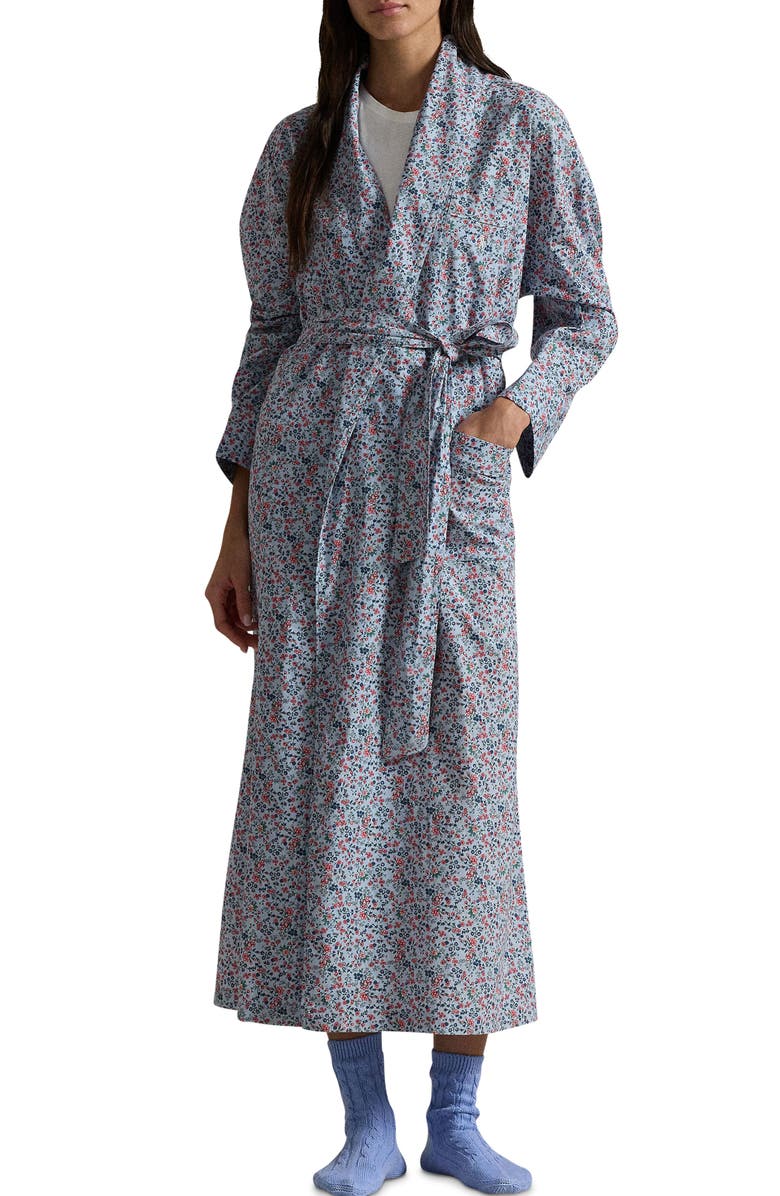 Polo Ralph Lauren Floral Cotton Long Robe, Main, color, Petite Floral
