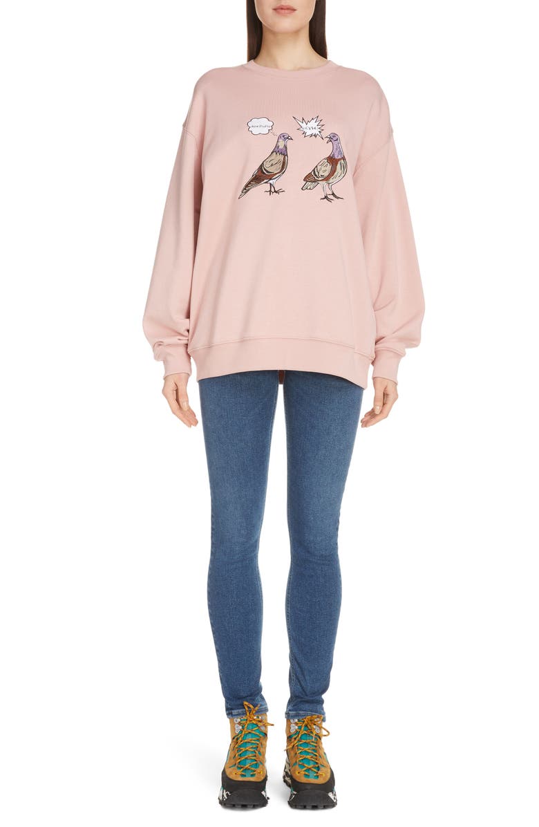 Acne Studios Forba Animal Embroidery Sweatshirt, Alternate, color, 