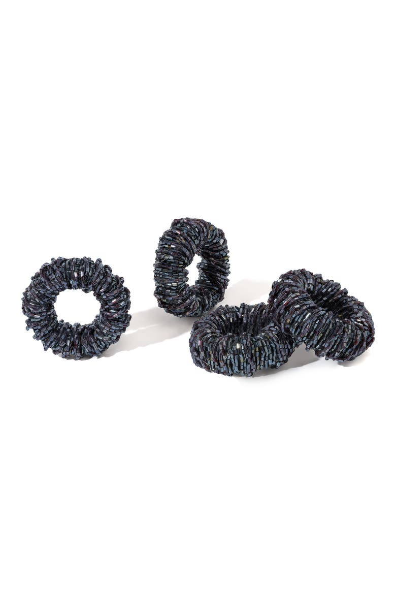 Iridescent Galaxy Weave Set of 4 Napkin Rings, Main, color, BLUE