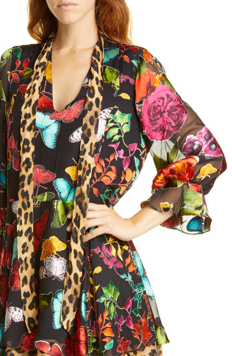 Alice + Olivia Moore Layered Butterfly Burnout Minidress, Alternate, color,