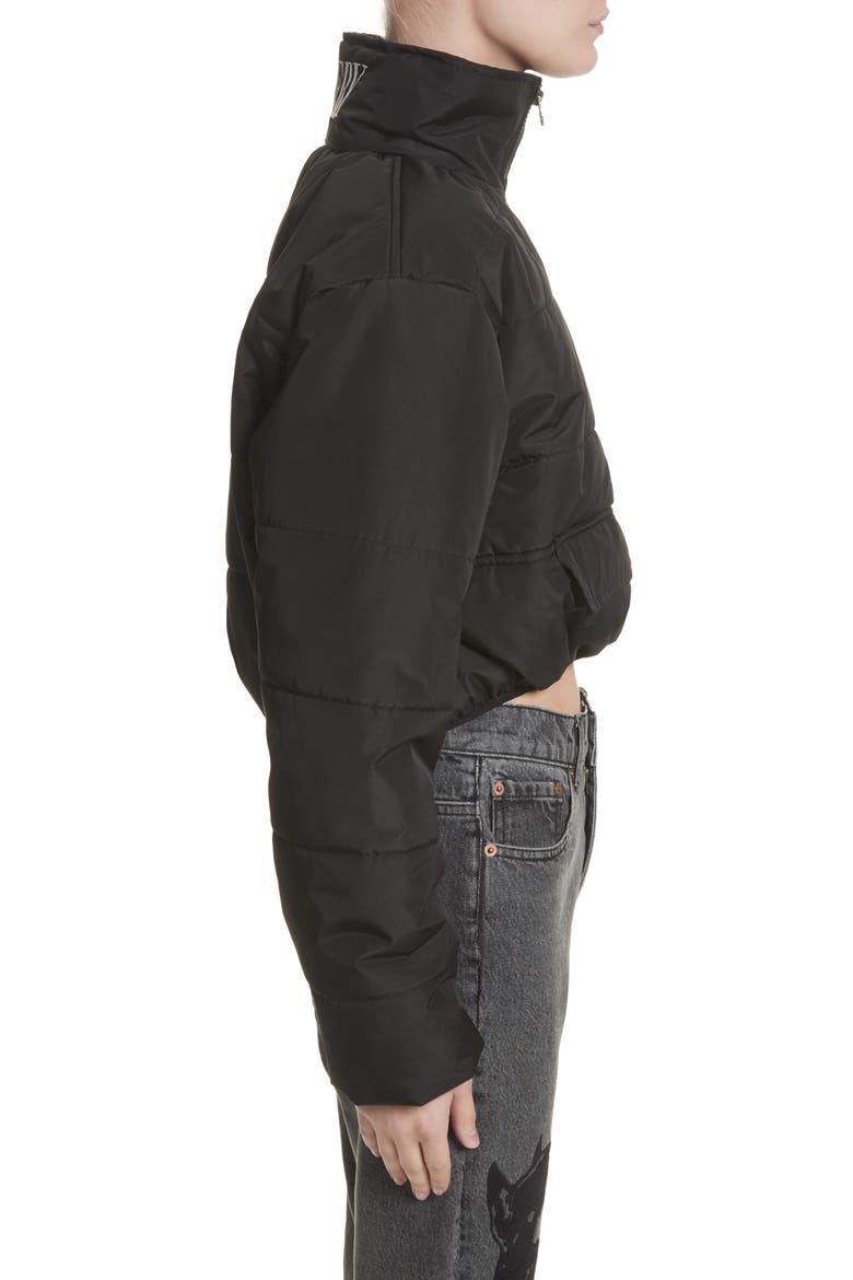 Misery Crop Puffer Coat, Alternate, color, BLACK