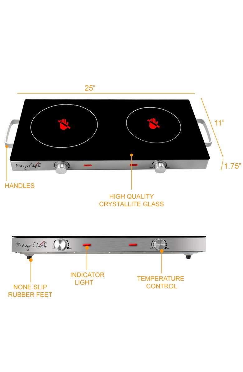 Megachef Ceramic Infrared Double Electric Cooktop, Alternate, color, Black