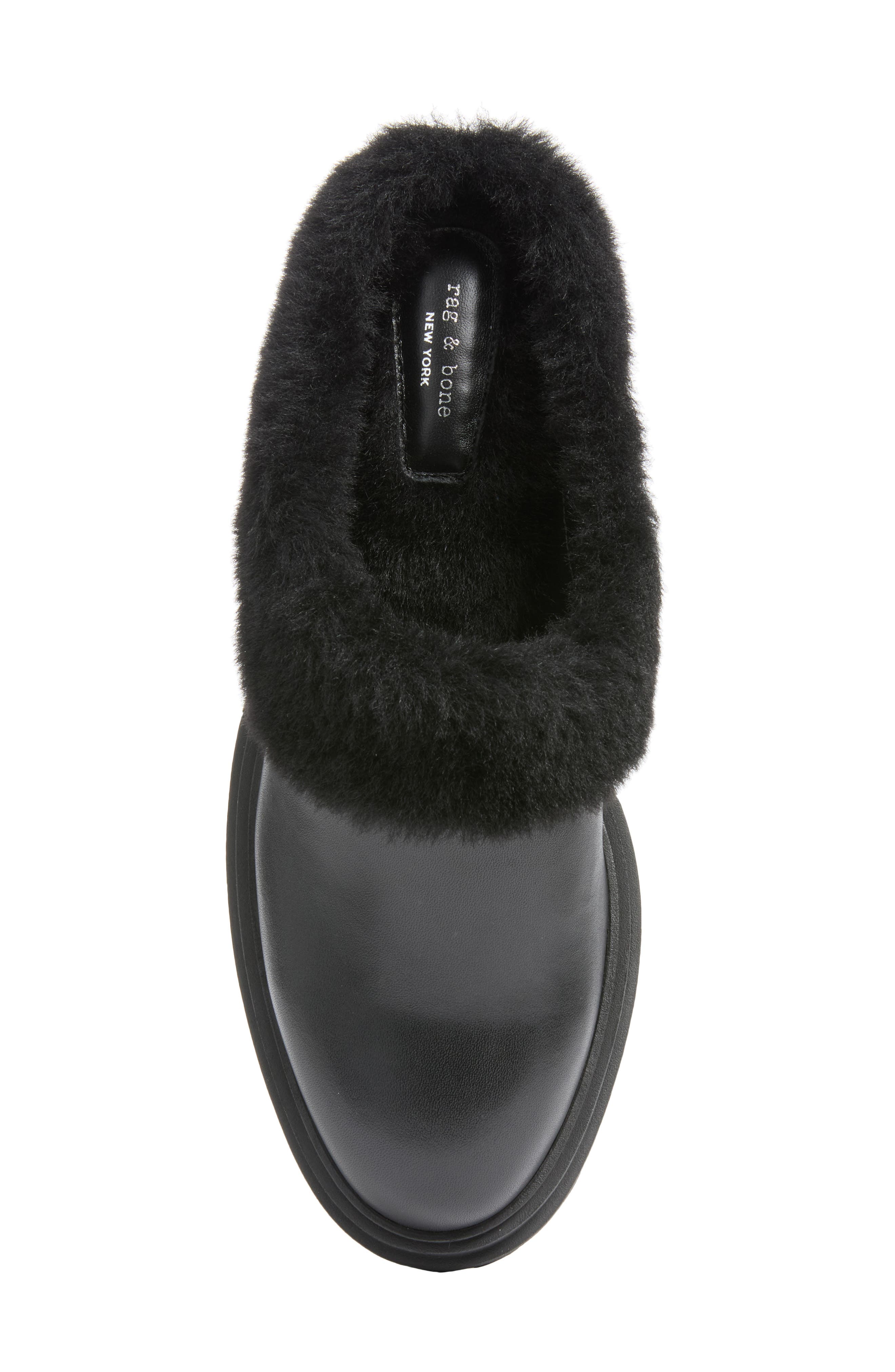 Bedford Genuine Shearling Clog, Alternate, color, BLACK