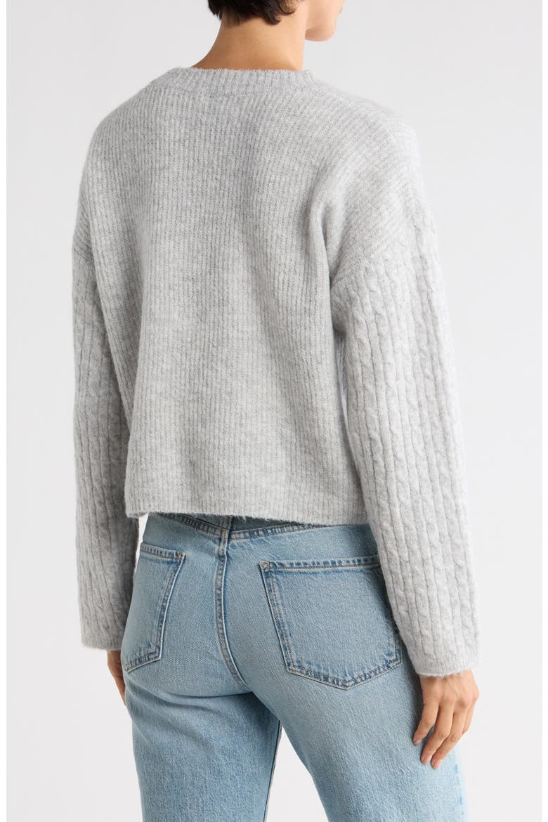 Cable Sleeve Sweater, Alternate, color, LIGHT HEATHER GREY
