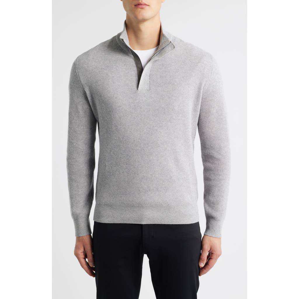 Canali Quater Zip Wool & Cashmere Sweater In Gray