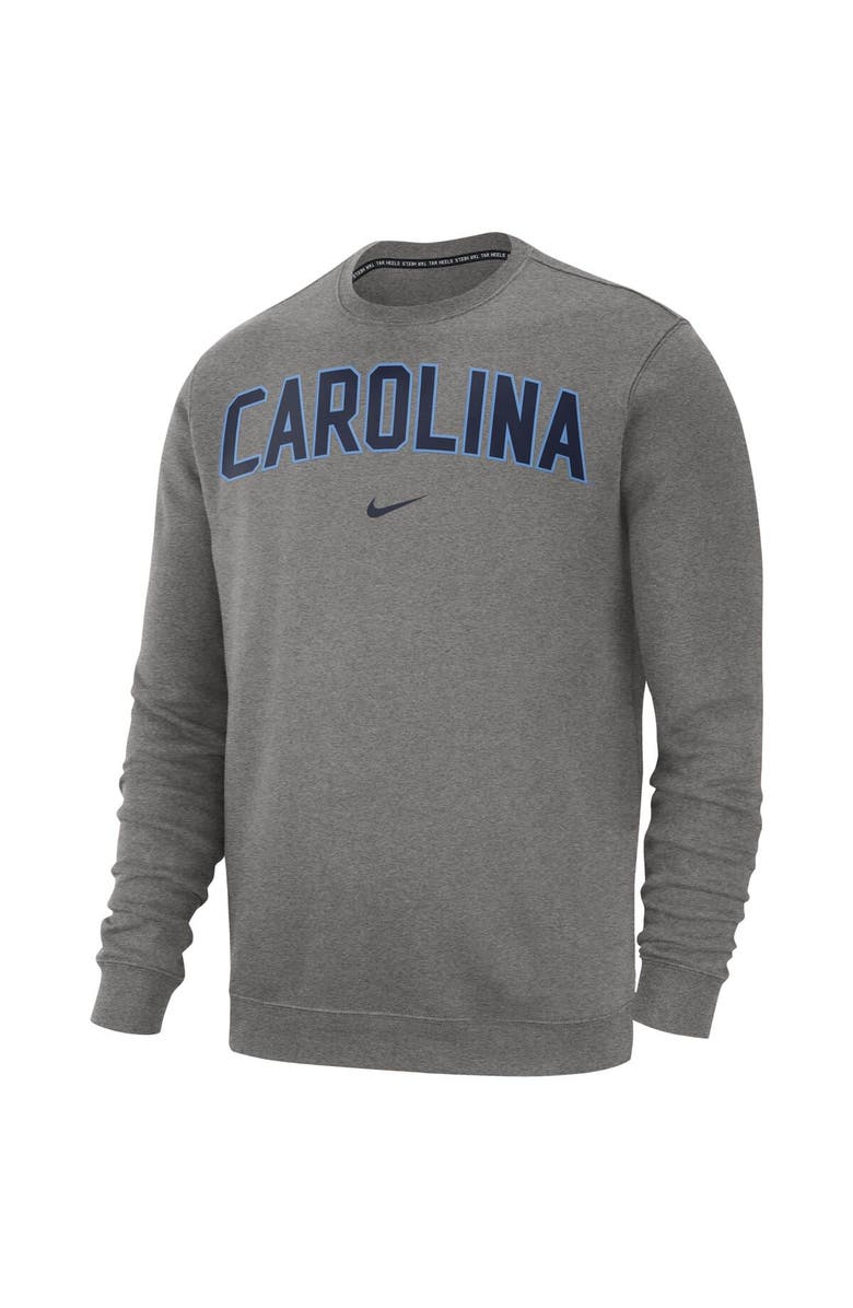 Nike Men's Nike Heather Gray North Carolina Tar Heels Club Fleece Sweatshirt, Alternate, color,