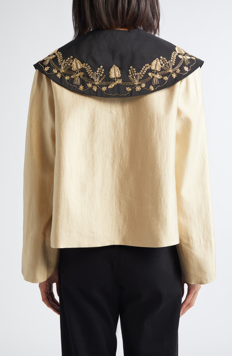 Bode Gilt Embroidered Collar Satin Jacket, Alternate, color, Gold Black
