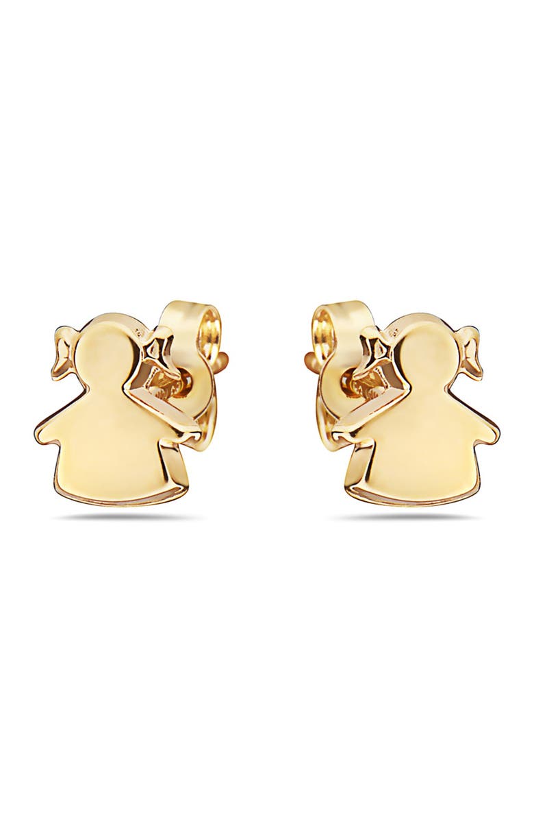 BEST SILVER 14K Yellow Gold Girl Stud Earrings, Main, color, 