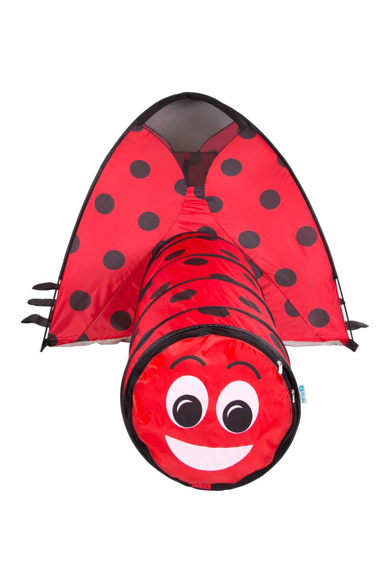 Ladybug Play Tent with Tunnel, Alternate, color, RED BLACK