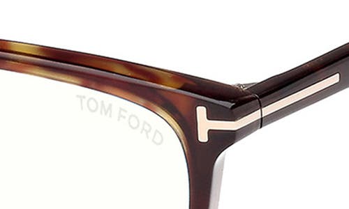 Tom Ford 56mm Square Blue Light Blocking Glasses In Havana Eco/t Logo