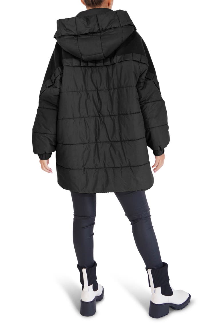 Say It Again Wool Blend Detail Quilted Jacket, Alternate, color, BLACK