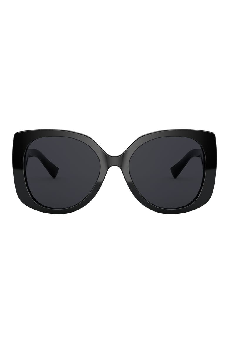 56mm Rectangle Sunglasses, Main, color, BLACK