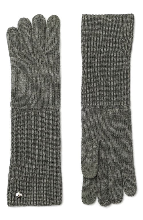 Kate Spade New York Spade Knit Long Gloves In Gray