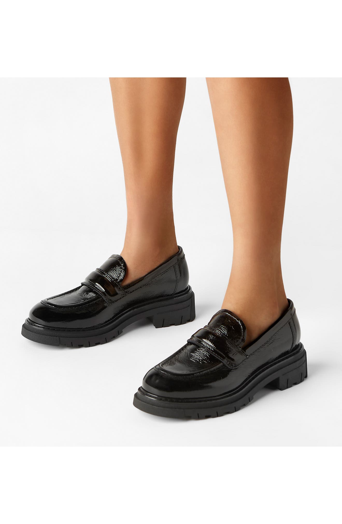 Della City Dry™ Lug Sole Waterproof Loafer, Alternate, color, BLACK PATENT