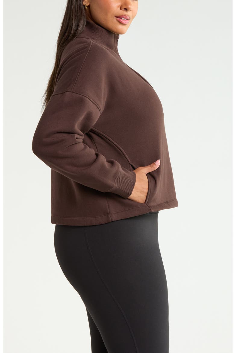 Exhale Fleece Half Zip Pullover, Alternate, color, BROWN MOLE