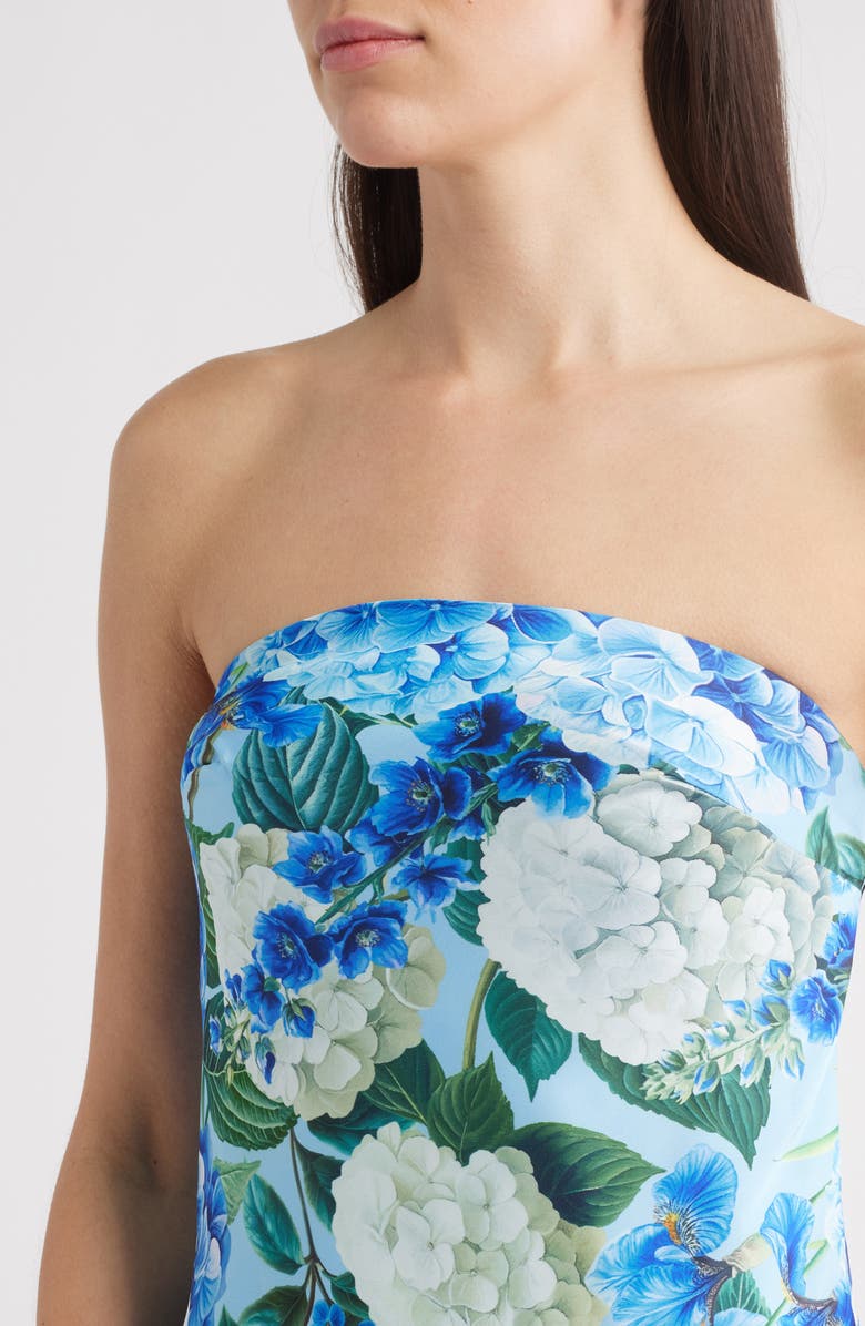 Sonya Moda Ela Floral Strapless Gown, Alternate, color, Hydrangea Print