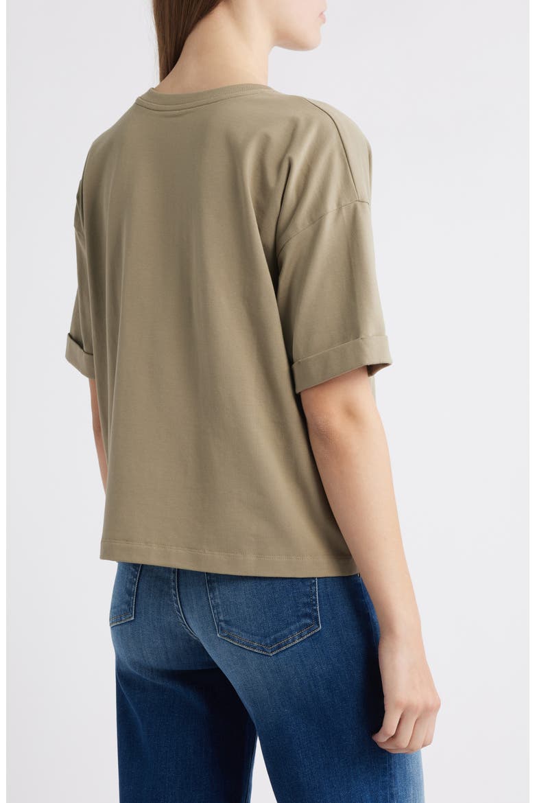 Cuffed Sleeve Cotton Crewneck T-Shirt, Alternate, color, TWIG