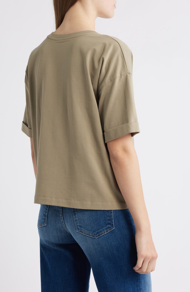 Eileen Fisher Cuffed Sleeve Cotton Crewneck T-Shirt, Alternate, color, Twig