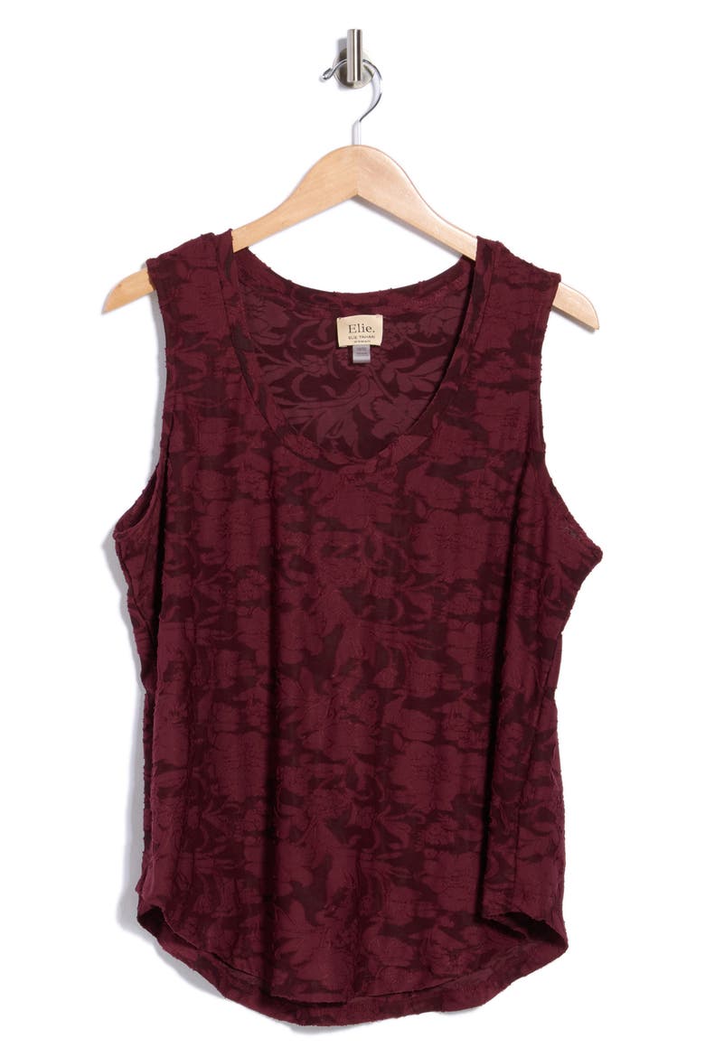Floral Scoop Neck Tank Top, Main, color, WINE