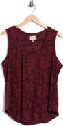 T Tahari Floral Scoop Neck Tank Top