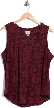 T Tahari Floral Scoop Neck Tank Top