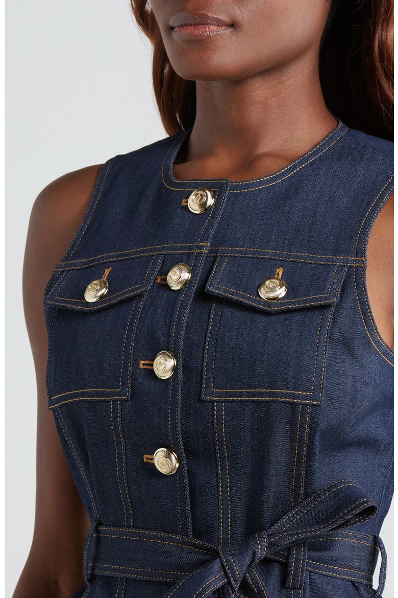 Renee Belted Denim Vest, Alternate, color, INDIGO