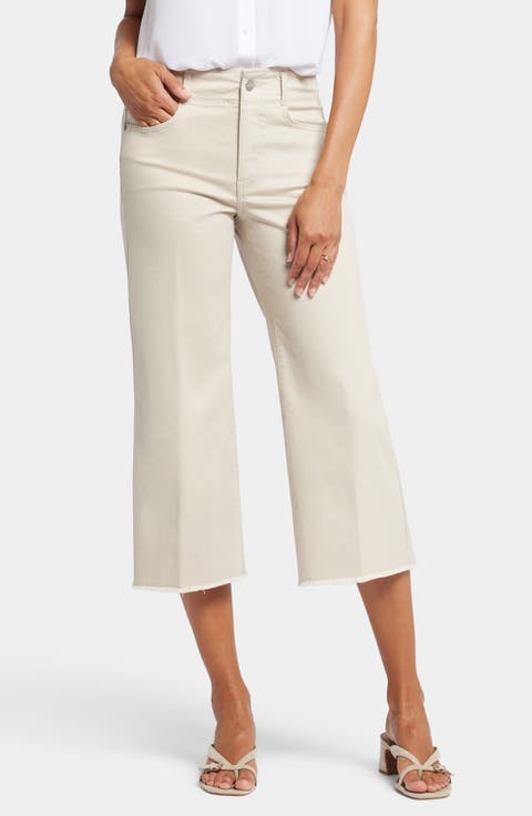 Brigitte Frayed High Waist Wide Leg Capri Jeans