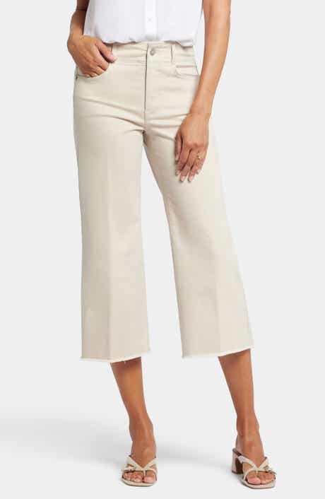 NYDJ Brigitte Frayed High Waist Wide Leg Capri Jeans
