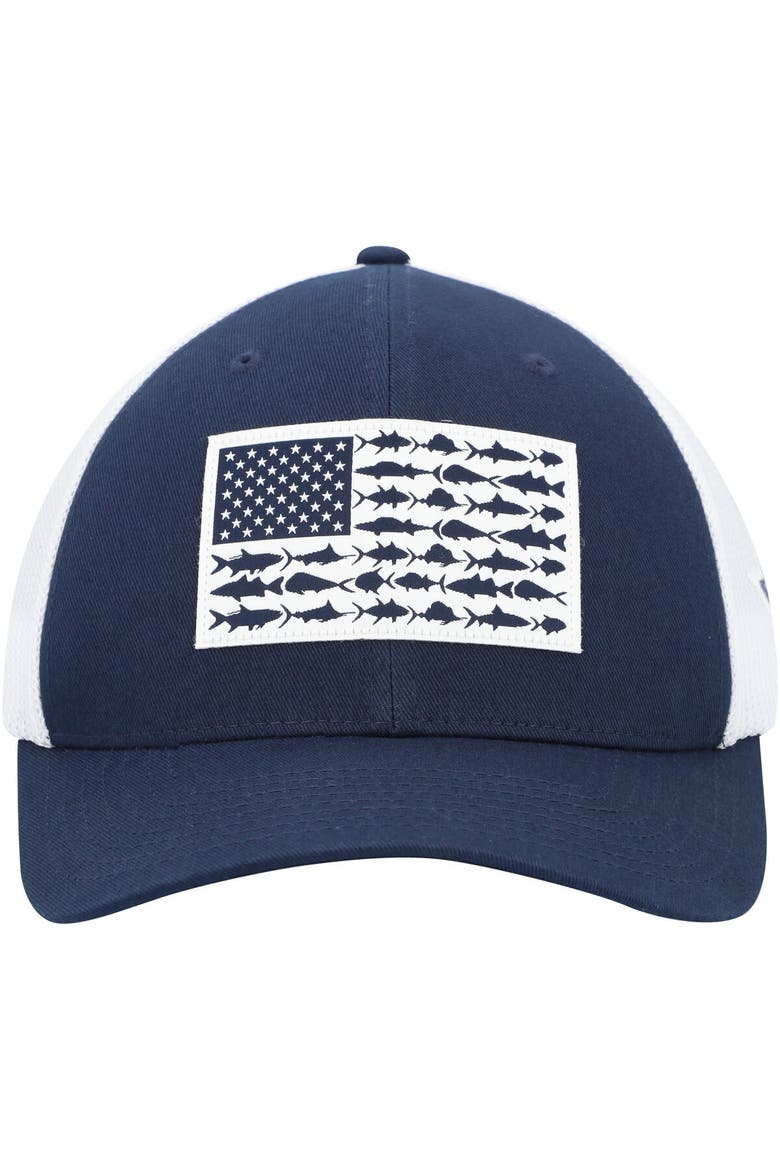 Men's Columbia  Navy/White Dallas Cowboys Mesh Fish Flag Flex Hat, Alternate, color, Navy
