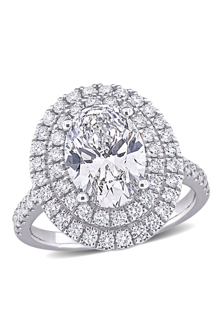 3-7/8 CTW Lab-Grown Diamond Double Halo Ring 14k, Main, color, White Gold