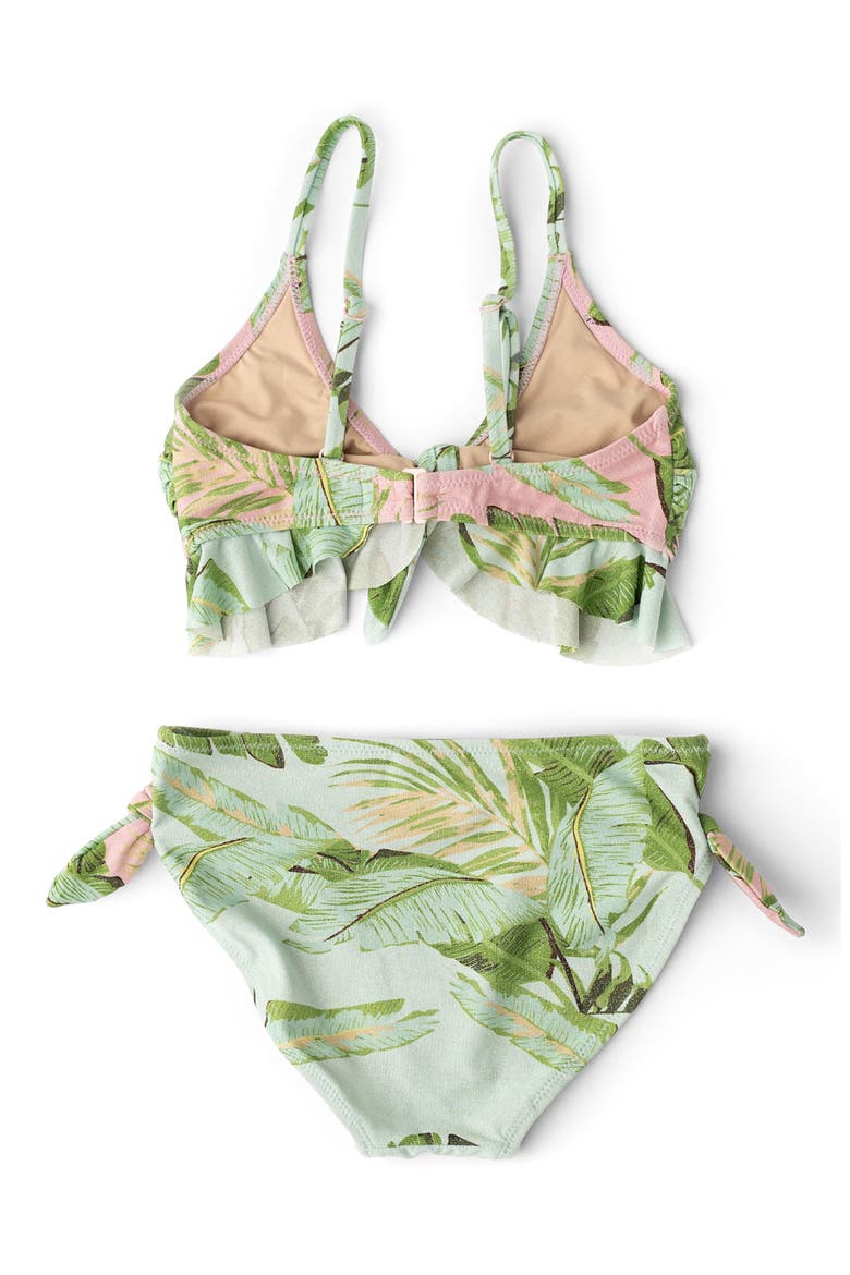 Kids' Cabana Palms Two-Piece Swimsuit, Alternate, color, GREEN MULTI
