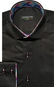 MASUTTO Monaco Solid Button-Up Long Sleeve Shirt