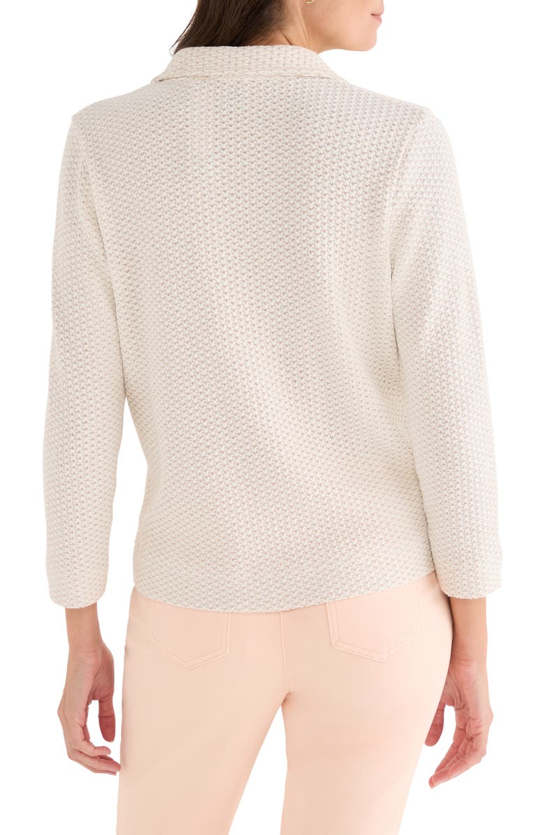 NIC+ZOE Tuck Stitch Knit Polo, Alternate, color, Neutral Multi