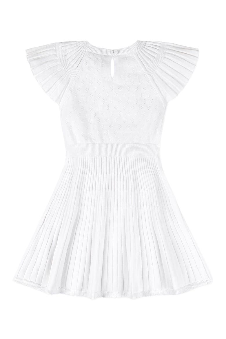 Baby Girls' Organic Flutter Sleeve Sweater Dress, Infant, Alternate, color, White Diamond Pointelle