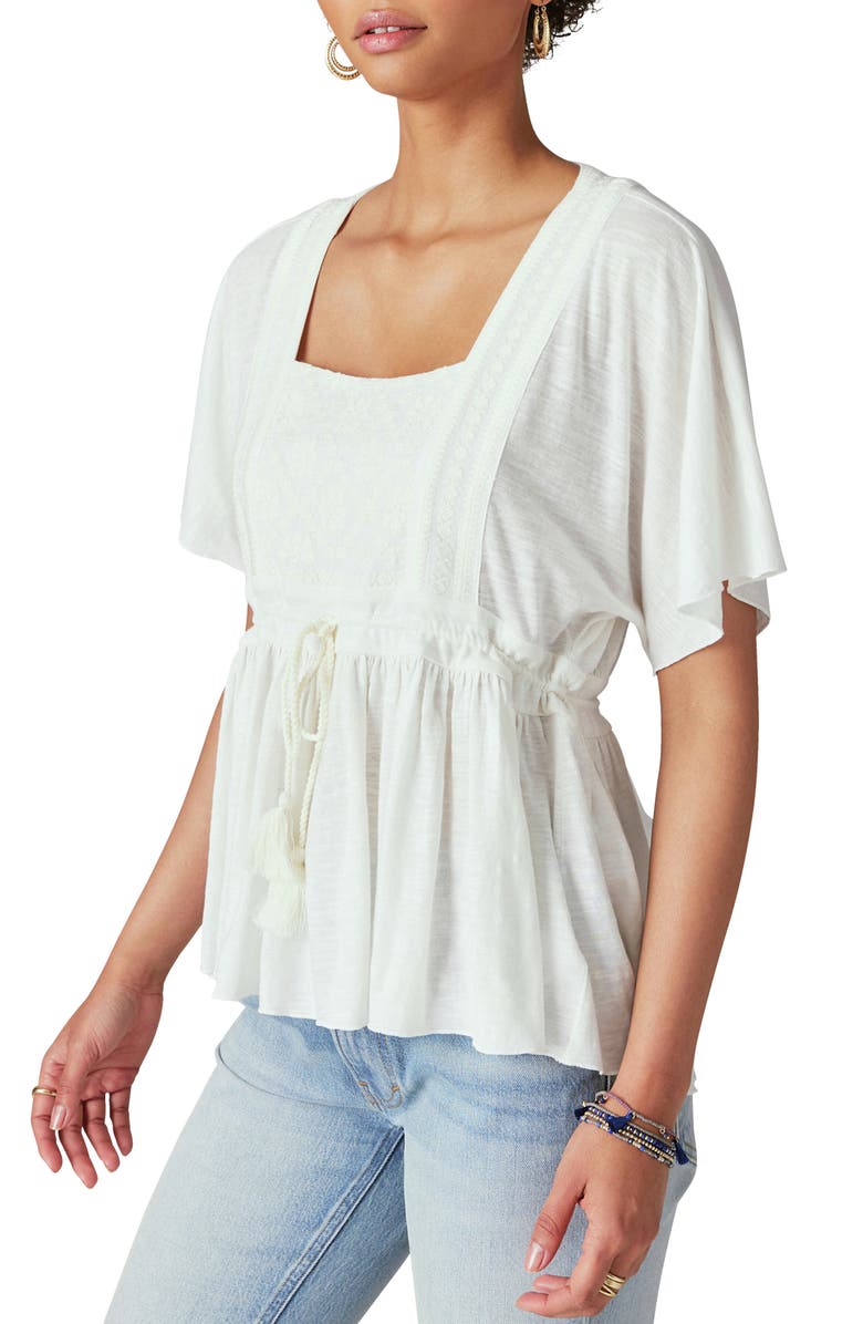 Lucky Brand Embroidered Square Neck Top, Alternate, color,