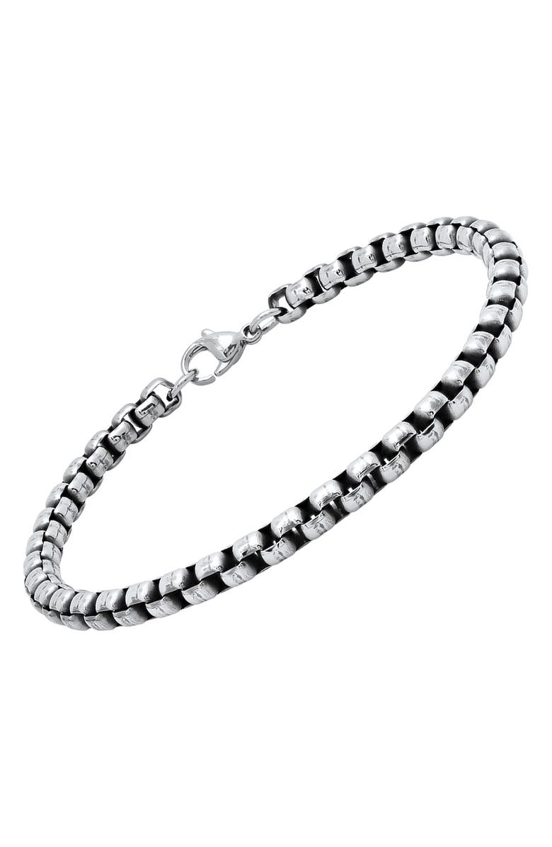 HMY JEWELRY Stainless Steel Rounded Chain Bracelet, Alternate, color, Metallic