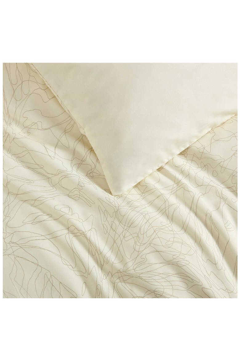 Linear Floral 3-Piece Duvet Cover Set, Alternate, color, OFF WHITE/ SAND BEIGE