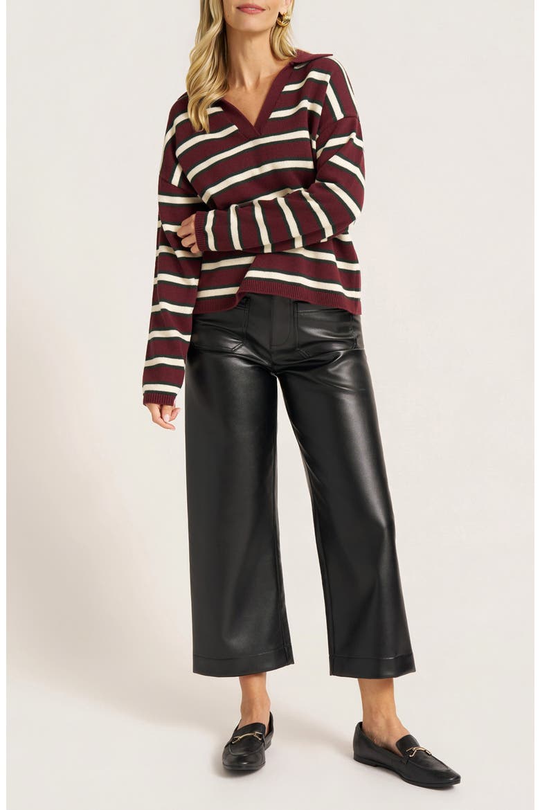 Brey Striped Henley Sweater, Alternate, color, WINE/ PINE