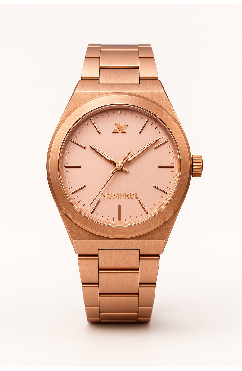 NCMPRBL Elevate Link Rosé Bracelet Watch, 42MM, Main, color, Rose Gold/Sunray