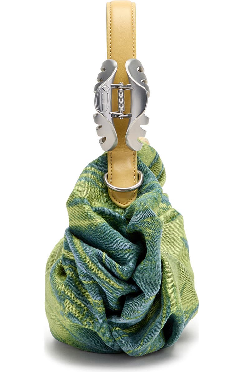 DIESEL<sup>®</sup> Small Grab-D Satin Denim Scrunched Hobo Bag, Alternate, color, Green