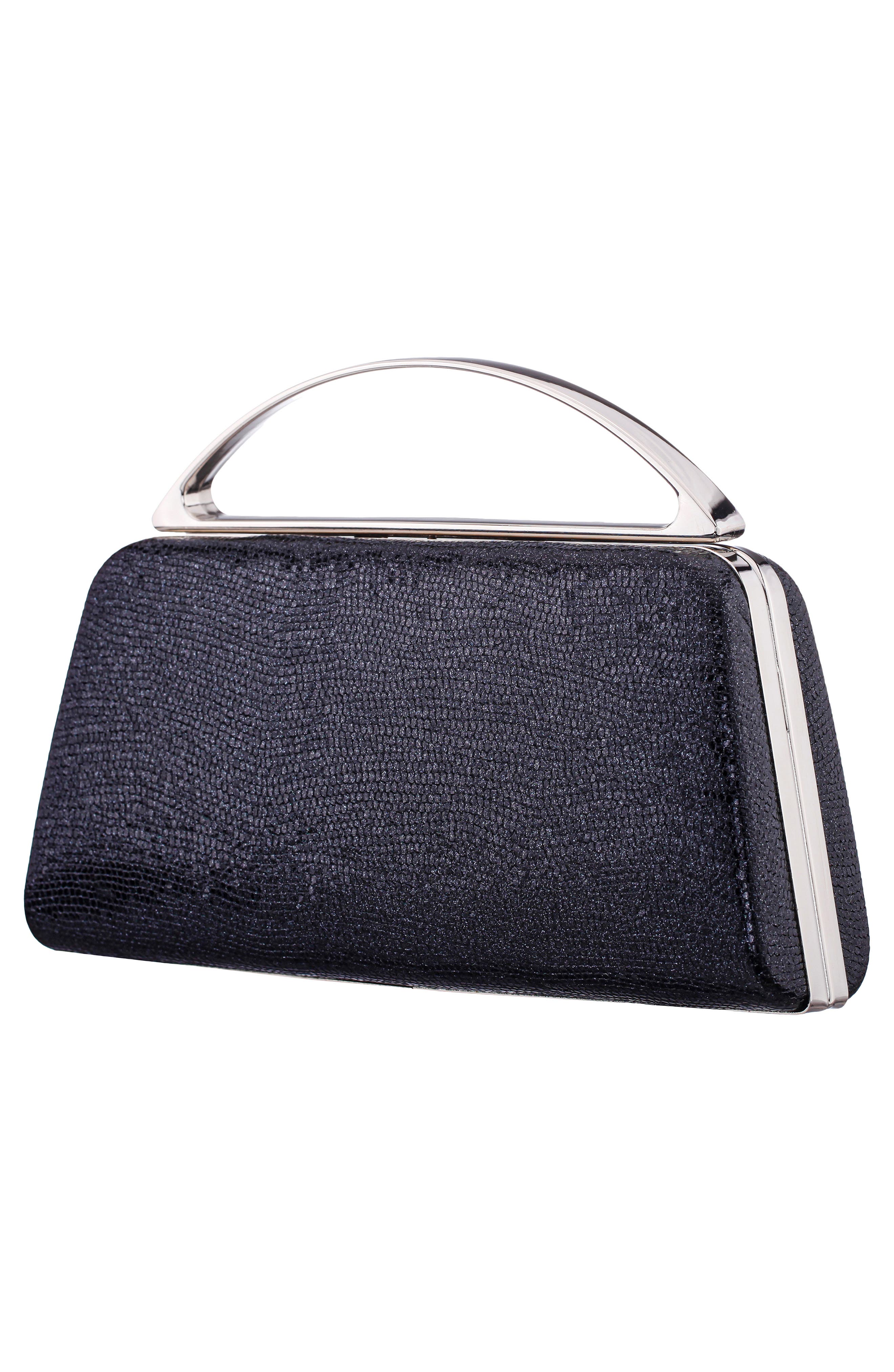 Genesis Faux Leather Clutch, Alternate, color, BLACK