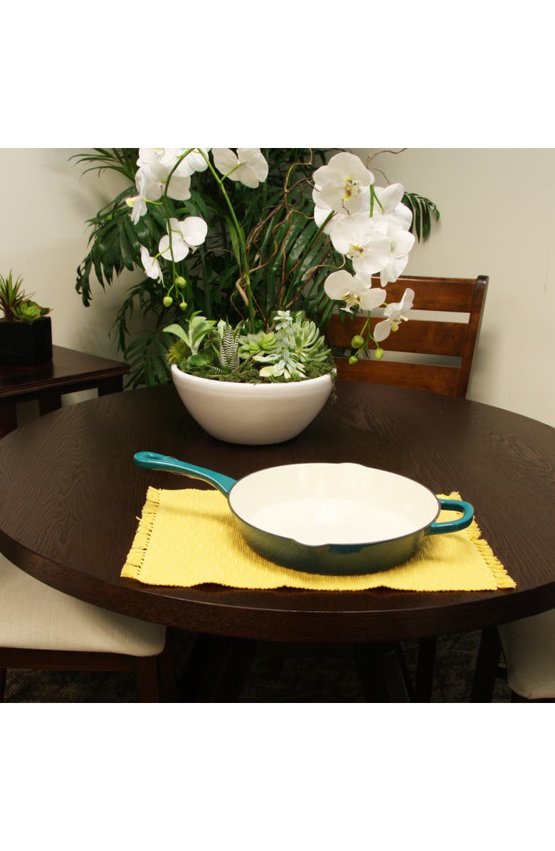 Crock-pot 12 in. Round Enameled Cast Iron Skillet, Alternate, color, Blue