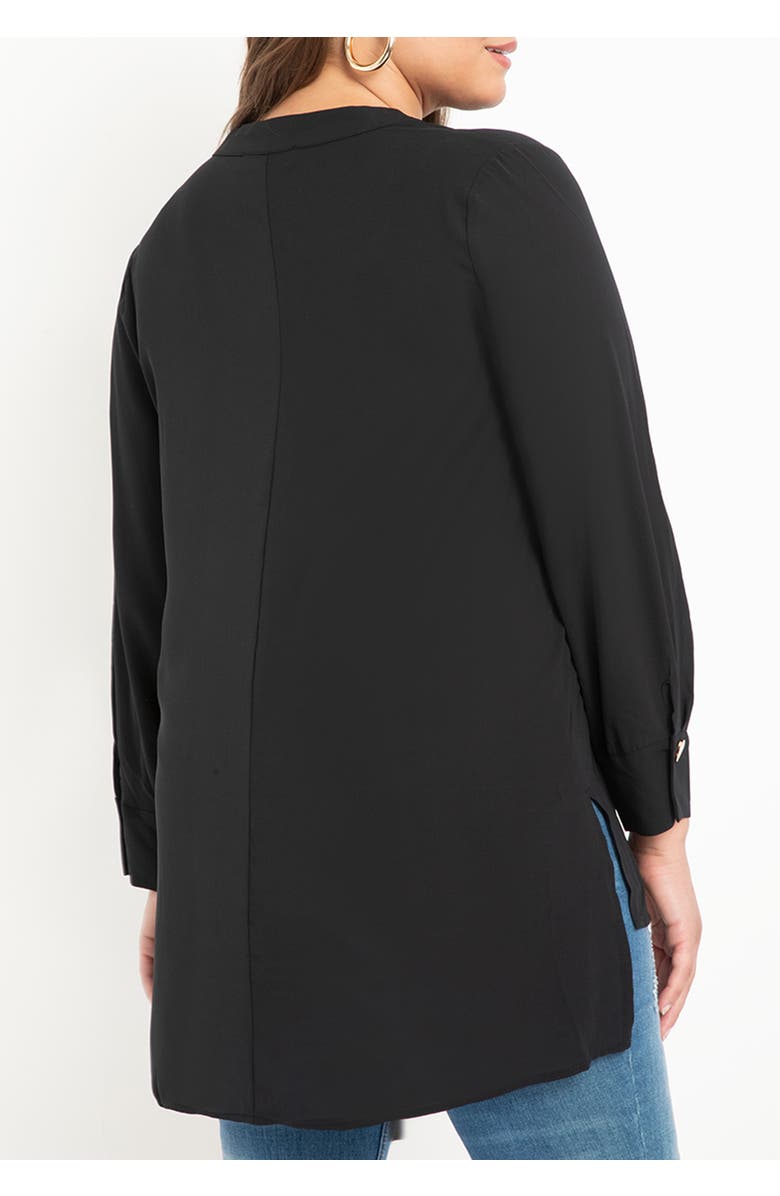 ELOQUII Mandarin Collar Tunic, Alternate, color, Black