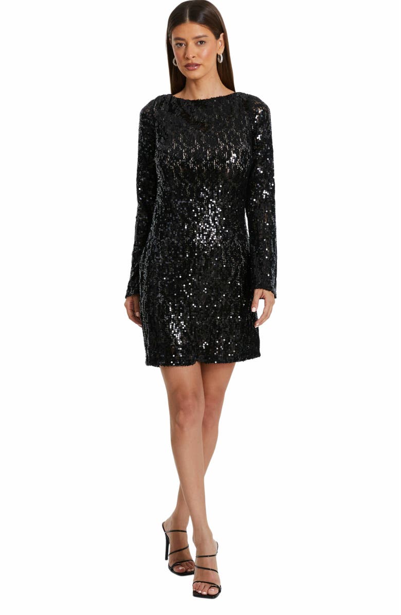 QUIZ Sequin Long Sleeve Bodycon Dress, Main, color, 