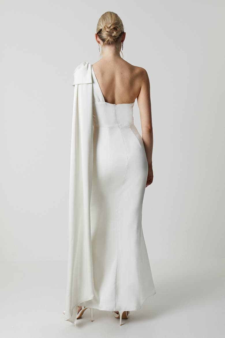 One Shoulder Satin Wedding Dress, Alternate, color, Ivory
