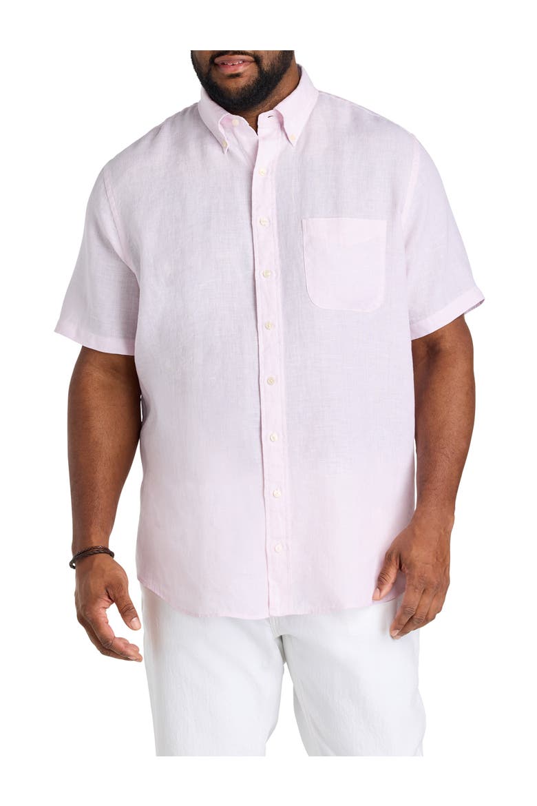 Big & Tall Solid Linen Sport Shirt, Main, color, PINK SOLID
